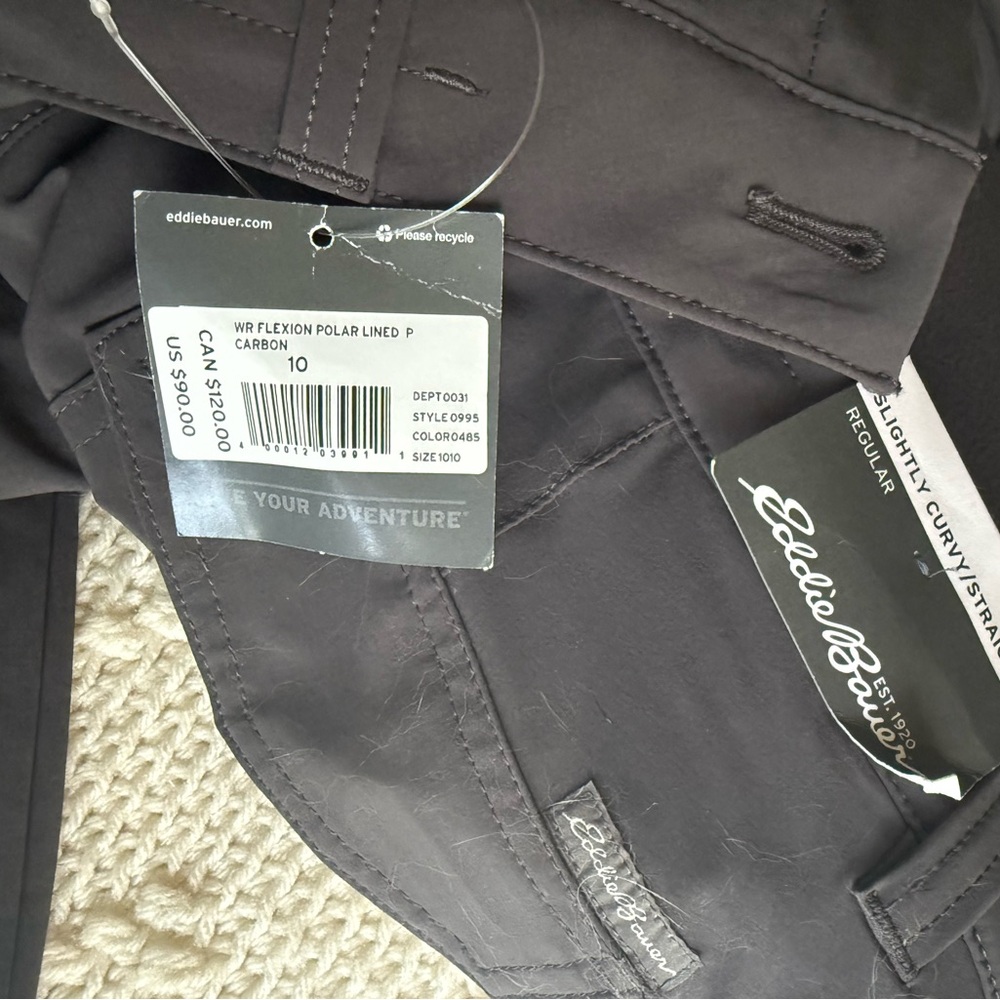 NWT Eddie Bauer Grey Fleece-lined Snow Pants